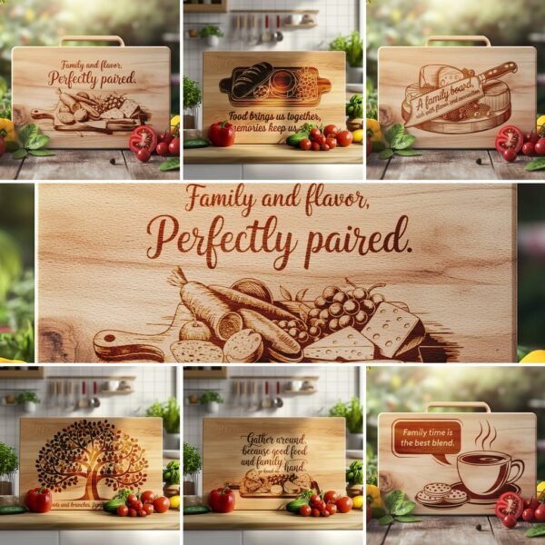 6 Charcuterie Board Engraving Files: Family Quotes &