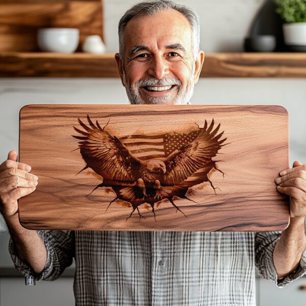 American Eagle Flag 3D Illusion Charcuterie Board Engraving