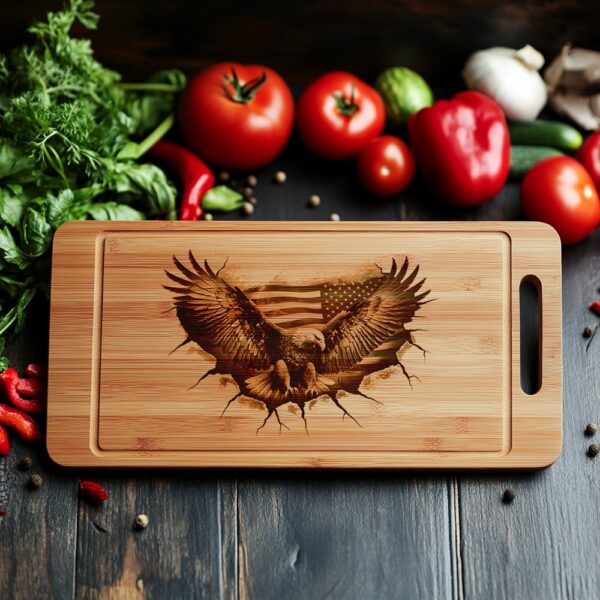 American Eagle Flag 3D Illusion Charcuterie Board Engraving
