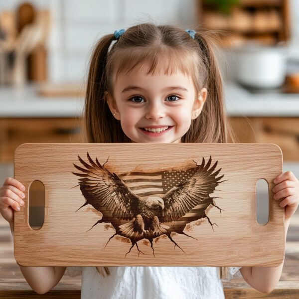 American Eagle Flag 3D Illusion Charcuterie Board Engraving