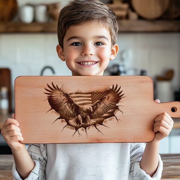 American Eagle Flag 3D Illusion Charcuterie Board Engraving