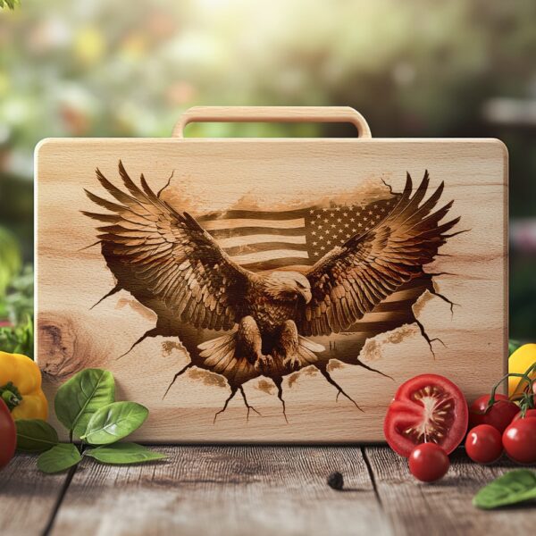 American Eagle Flag 3D Illusion Charcuterie Board Engraving