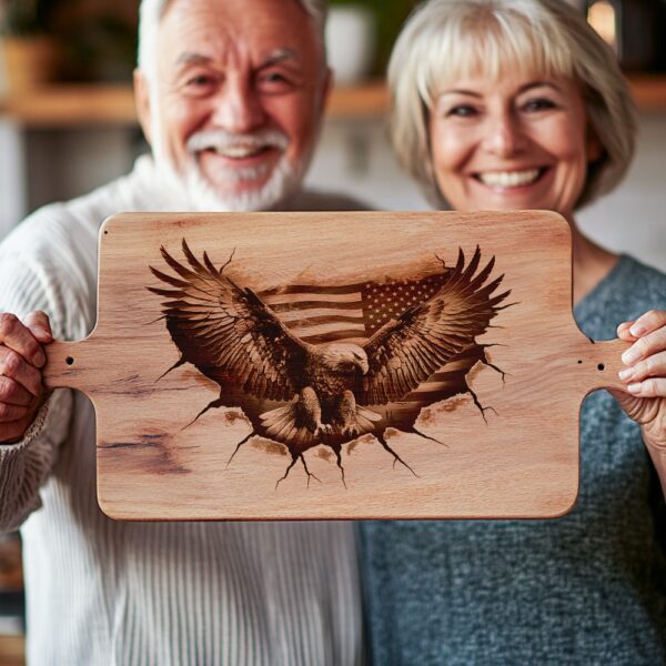 American Eagle Flag 3D Illusion Charcuterie Board Engraving