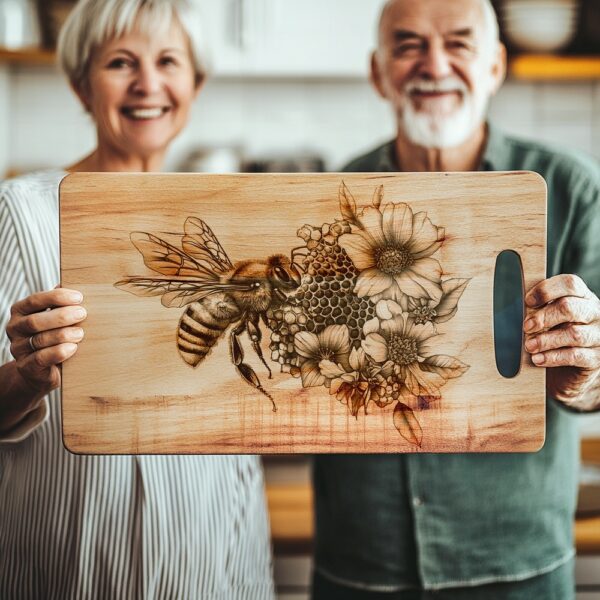 Bee & Hive Charcuterie Board Engraving PNG |