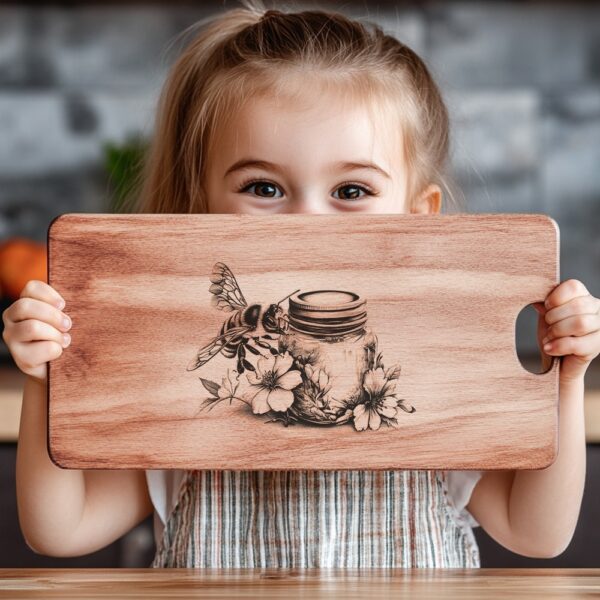Bee & Honey Jar Charcuterie Board Engraving File