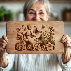 Butterfly & Flower Charcuterie Board Engraving File |