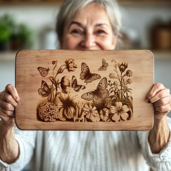 Butterfly & Flower Charcuterie Board Engraving File |
