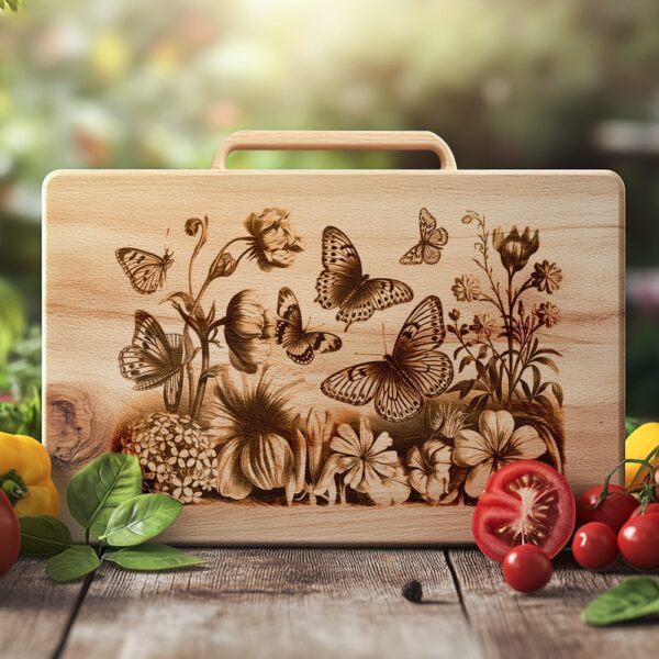 Butterfly & Flower Charcuterie Board Engraving File |