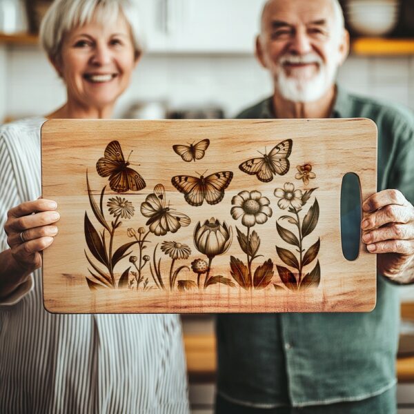 Butterfly & Flower Charcuterie Board Engraving File |