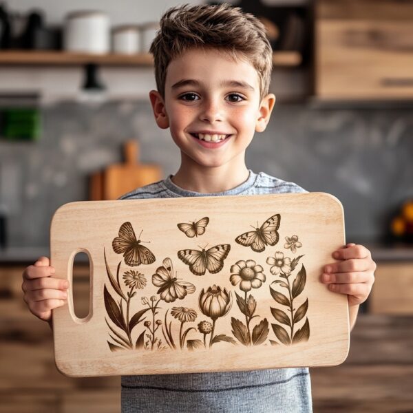 Butterfly & Flower Charcuterie Board Engraving File |