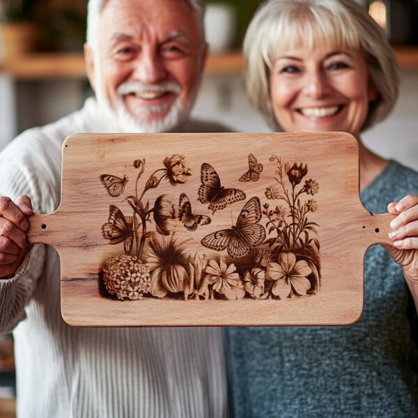 Butterfly & Flower Charcuterie Board Engraving File |