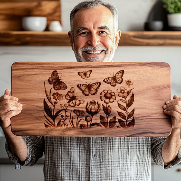 Butterfly & Flower Charcuterie Board Engraving File |