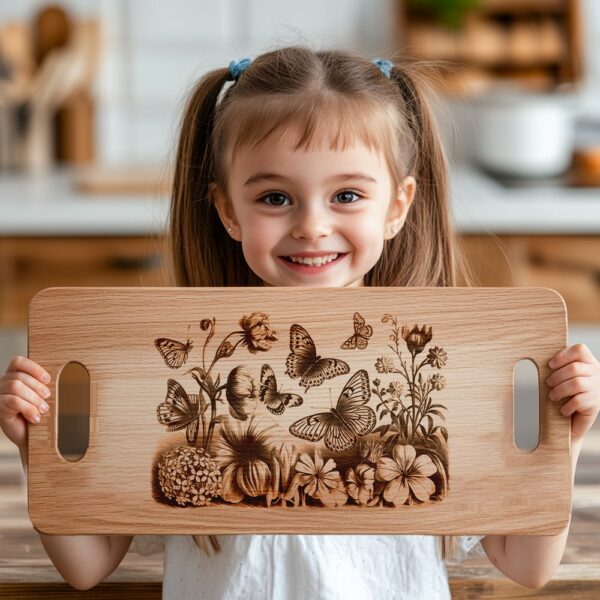 Butterfly & Flower Charcuterie Board Engraving File |
