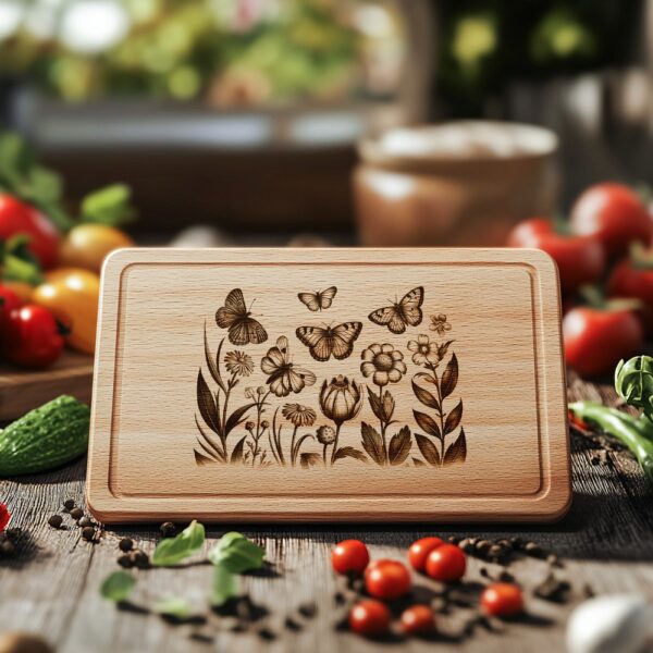 Butterfly & Flower Charcuterie Board Engraving File |
