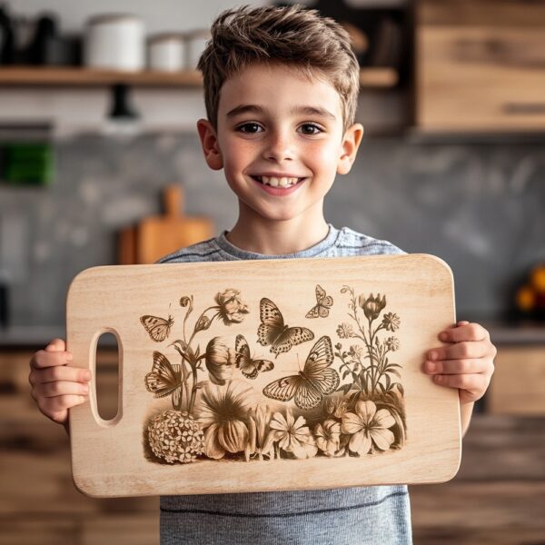 Butterfly & Flower Charcuterie Board Engraving File |