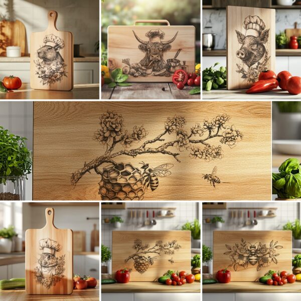Capybara Chef Charcuterie Board Engraving File - PNG