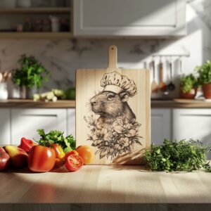 Capybara Chef Charcuterie Board Engraving File - PNG