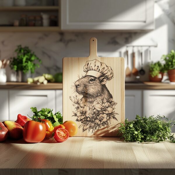 Capybara Chef Charcuterie Board Engraving File - PNG