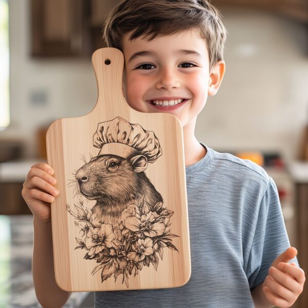 Capybara Chef Charcuterie Board Engraving File - PNG