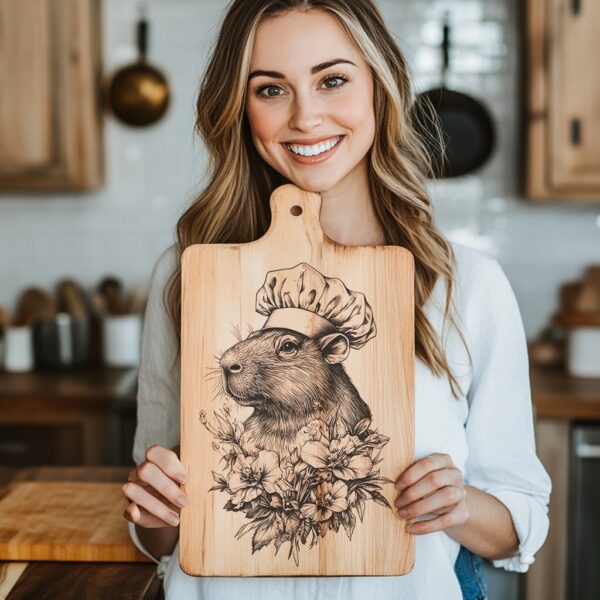 Capybara Chef Charcuterie Board Engraving File - PNG