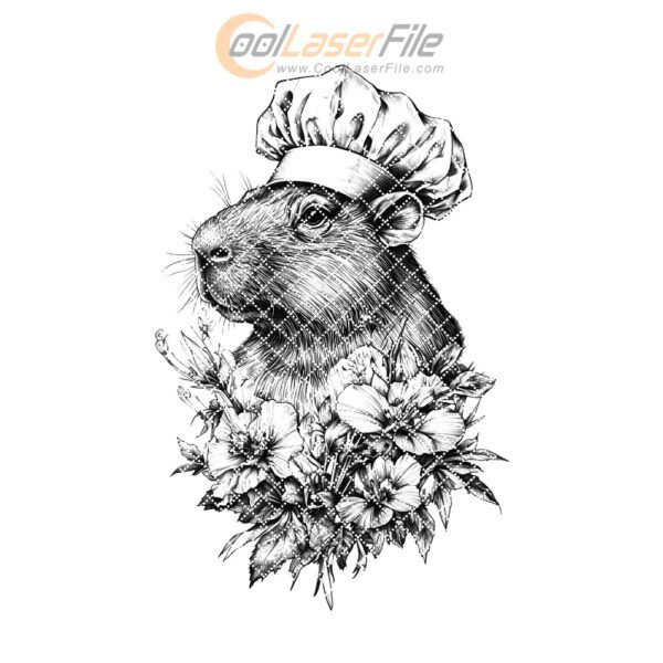 Capybara Chef Charcuterie Board Engraving File - PNG