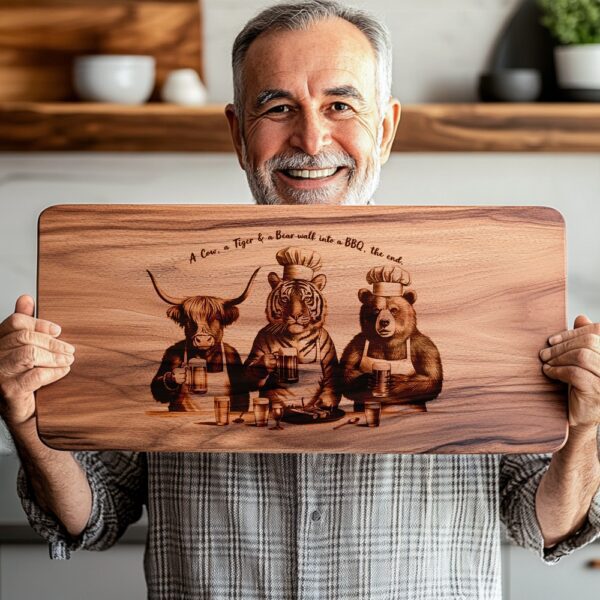 Charcuterie Board Engraving File – Cow, Tiger, Bear