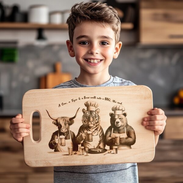Charcuterie Board Engraving File – Cow, Tiger, Bear