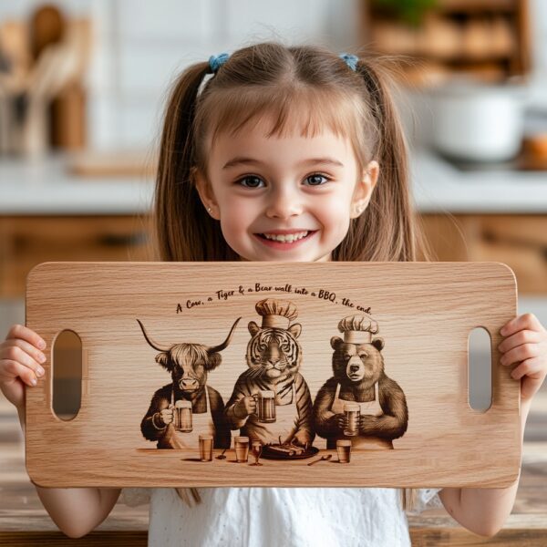 Charcuterie Board Engraving File – Cow, Tiger, Bear