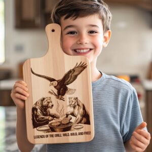 Engraved Charcuterie Board Design: Eagle, Bear & Lion