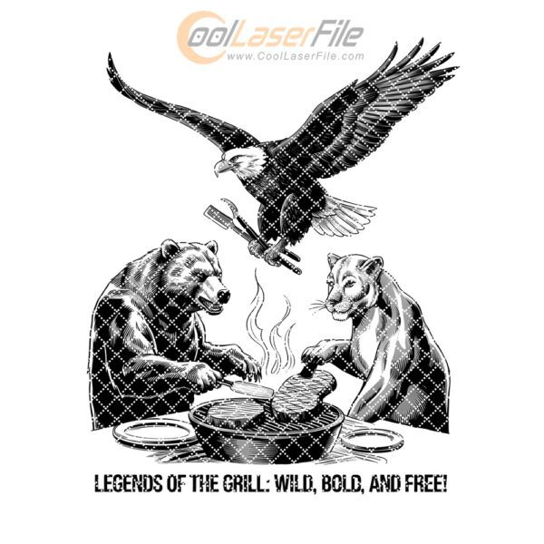 Engraved Charcuterie Board Design: Eagle, Bear & Lion