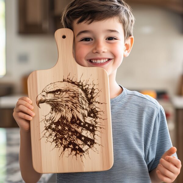 Engraved Charcuterie Board File - American Eagle Flag