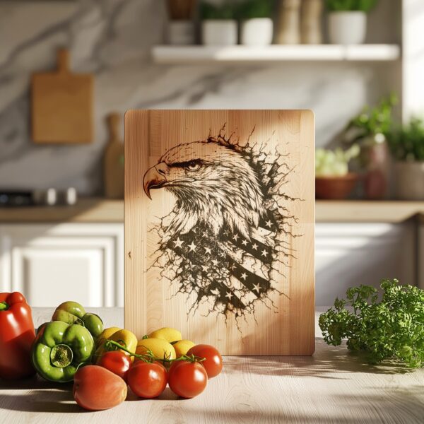 Engraved Charcuterie Board File - American Eagle Flag