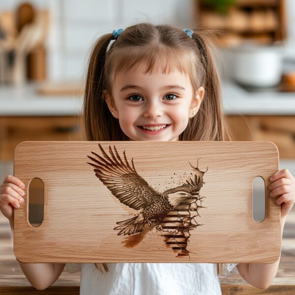 Engraved Charcuterie Board File - American Eagle Flag
