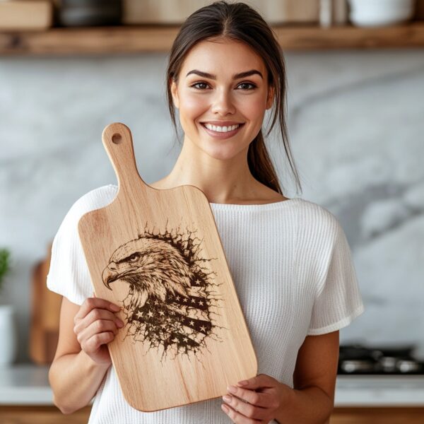 Engraved Charcuterie Board File - American Eagle Flag