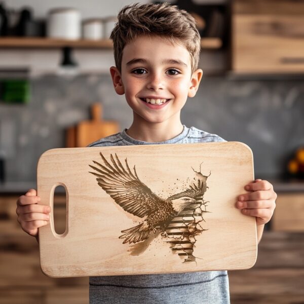 Engraved Charcuterie Board File - American Eagle Flag