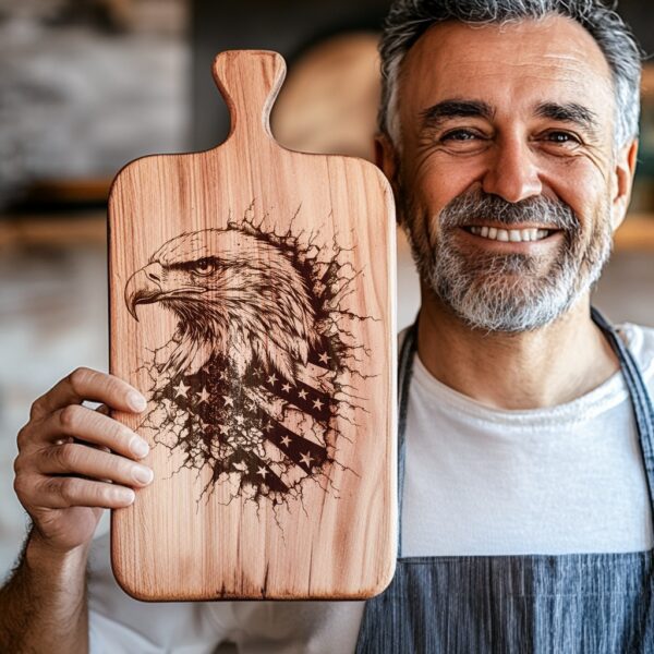Engraved Charcuterie Board File - American Eagle Flag