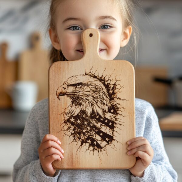 Engraved Charcuterie Board File - American Eagle Flag