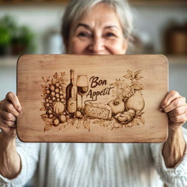 Engraved Charcuterie Board File - Wine, Fruits &
