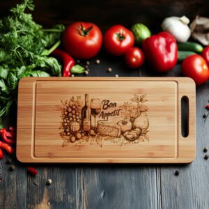 Engraved Charcuterie Board File - Wine, Fruits &