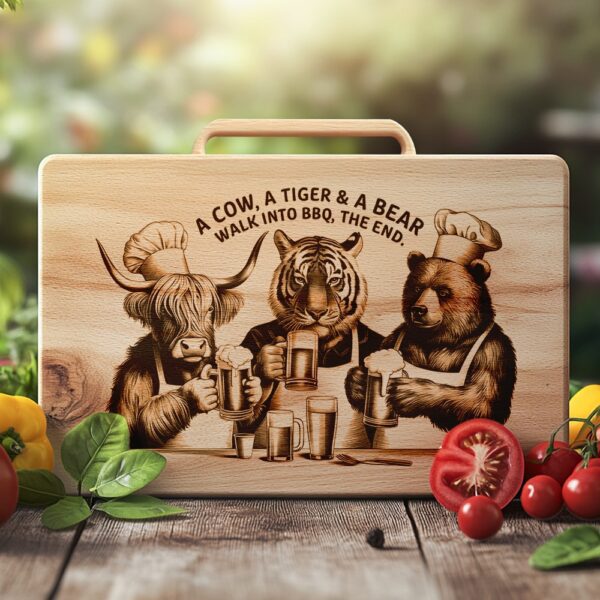 Engraving File: Charcuterie Board with Highland Cow, Tiger