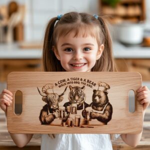 Engraving File: Charcuterie Board with Highland Cow, Tiger