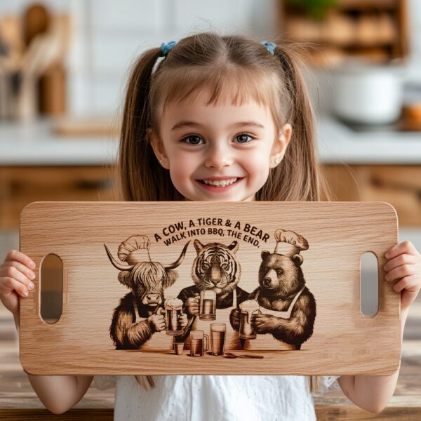Engraving File: Charcuterie Board with Highland Cow, Tiger