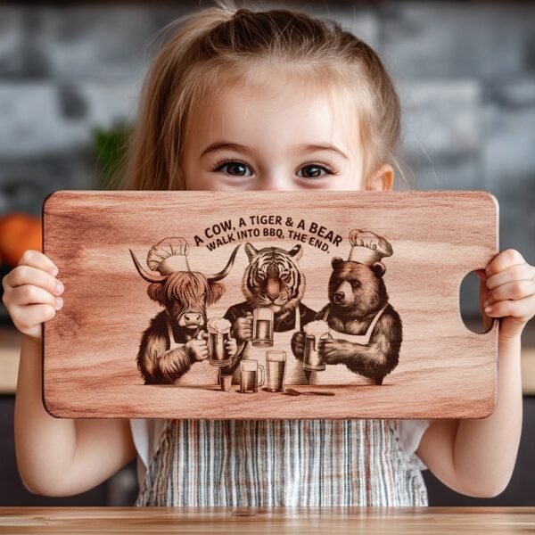 Engraving File: Charcuterie Board with Highland Cow, Tiger