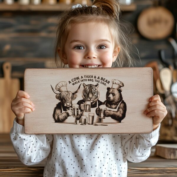 Engraving File: Charcuterie Board with Highland Cow, Tiger