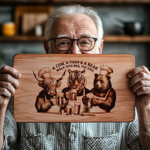 Engraving File: Charcuterie Board with Highland Cow, Tiger