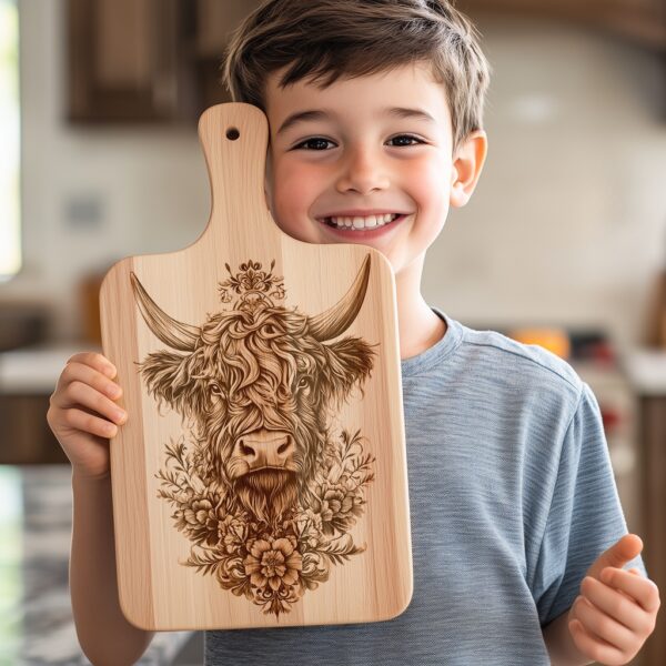 Highland Cow Charcuterie Board Engraving File - 3D