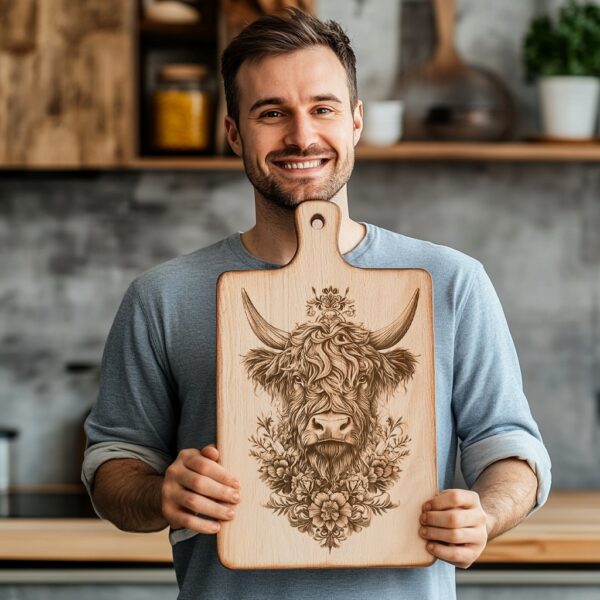 Highland Cow Charcuterie Board Engraving File - 3D
