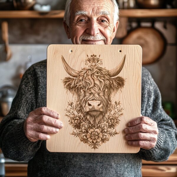 Highland Cow Charcuterie Board Engraving File - 3D