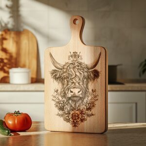 Highland Cow Charcuterie Board Engraving File - 3D