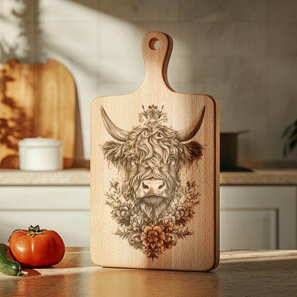 Highland Cow Charcuterie Board Engraving File - 3D